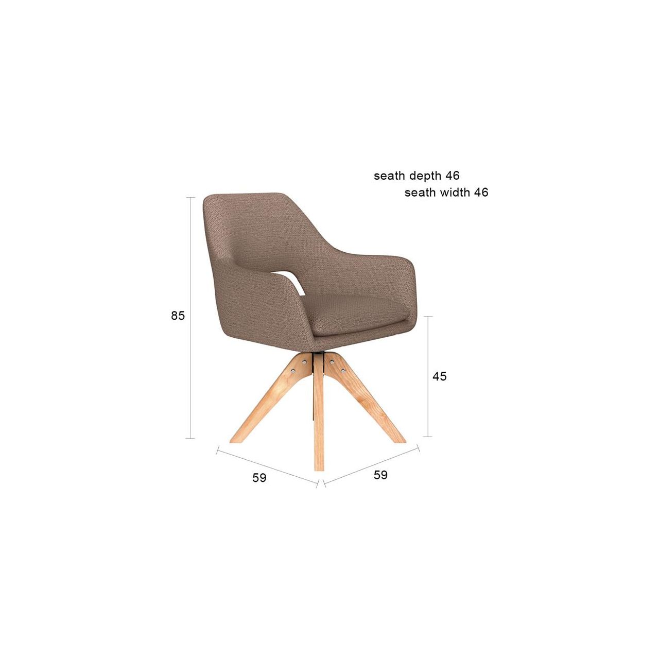 Chair mos taupe wooden swivel