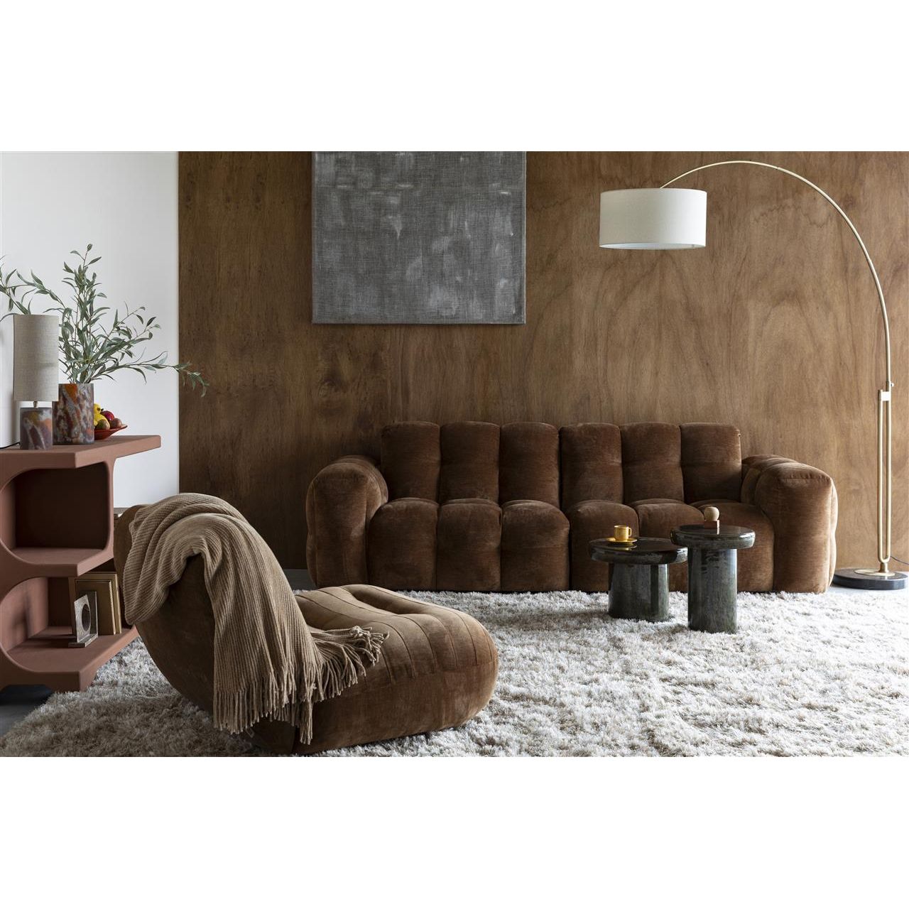 Sofa hackman 3-seater velours beige