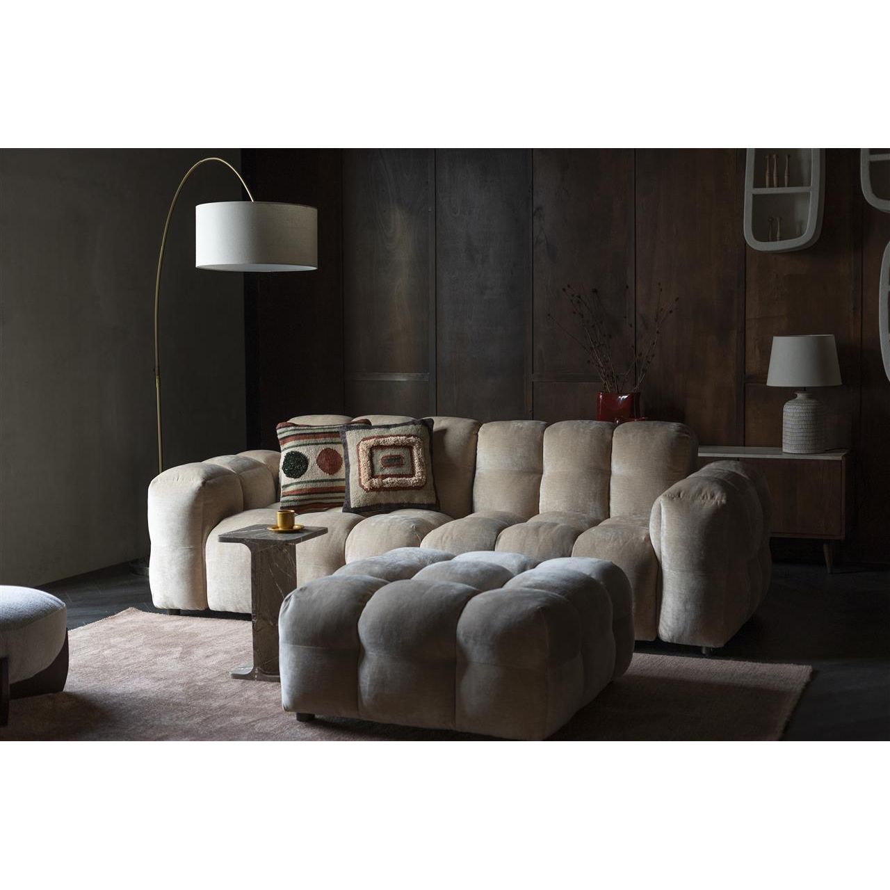 Sofa hackman 3-seater velours beige