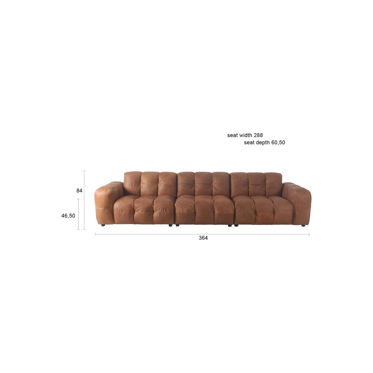 Sofa hackman 4,5-seater leather cognac