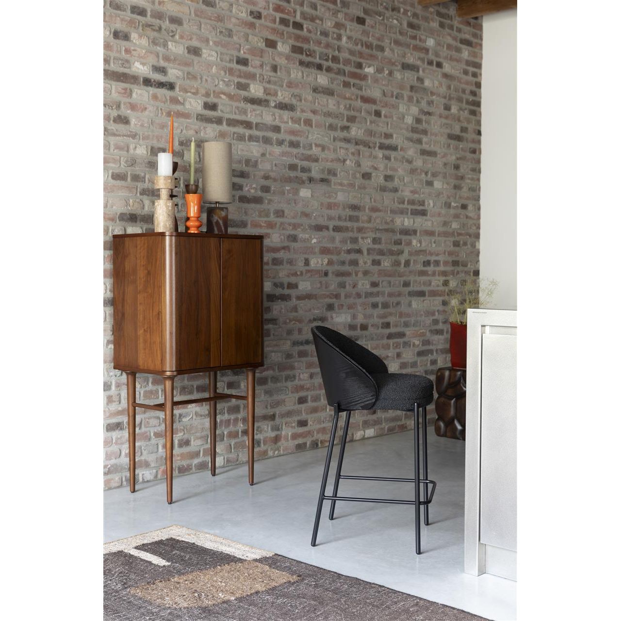 Counter chair rodin bouclé black