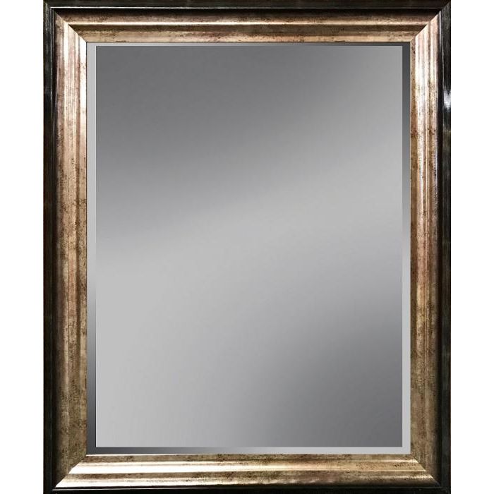 Mirror with facet, 83x138cm incl. frame. Black-Champagne