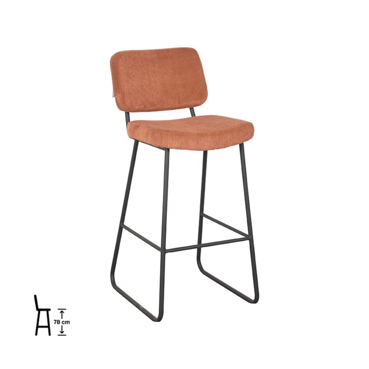 LABEL51 Bar stool Noah - Rest - Ribcord - Seat height 78 | 2 pieces