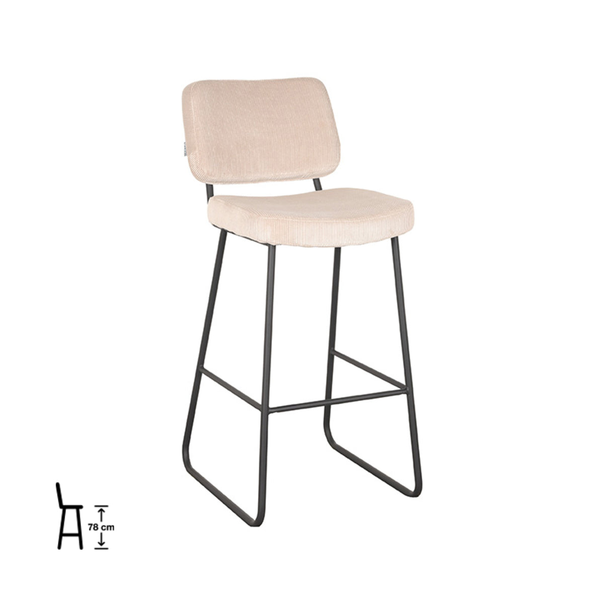 LABEL51 Bar stool Noah - Natural - Ribcord - Seat height 78 |