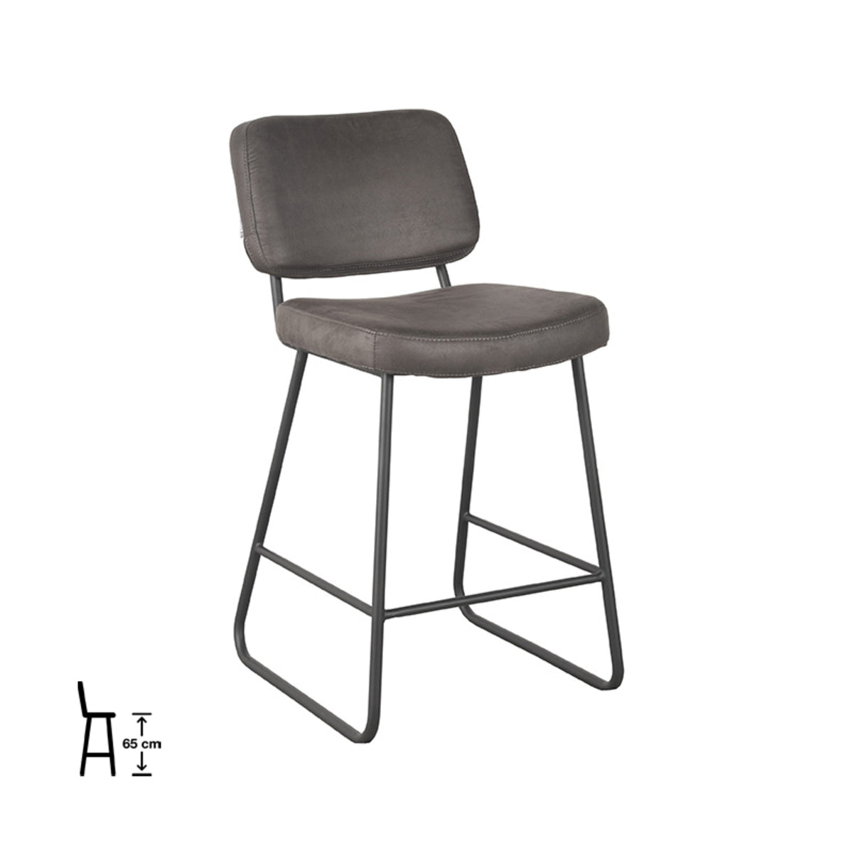 LABEL51 Bar stool Noah - Anthracite - Microfiber - Seat height 65