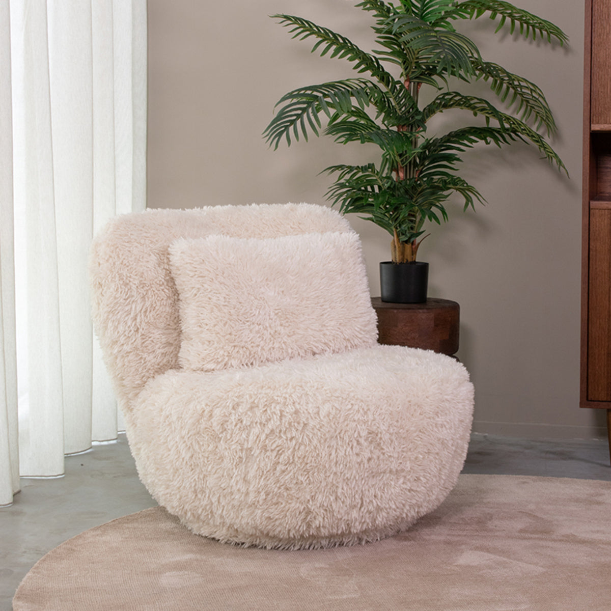 LABEL51 Fauteuil Doodle - Crème - Fluffy