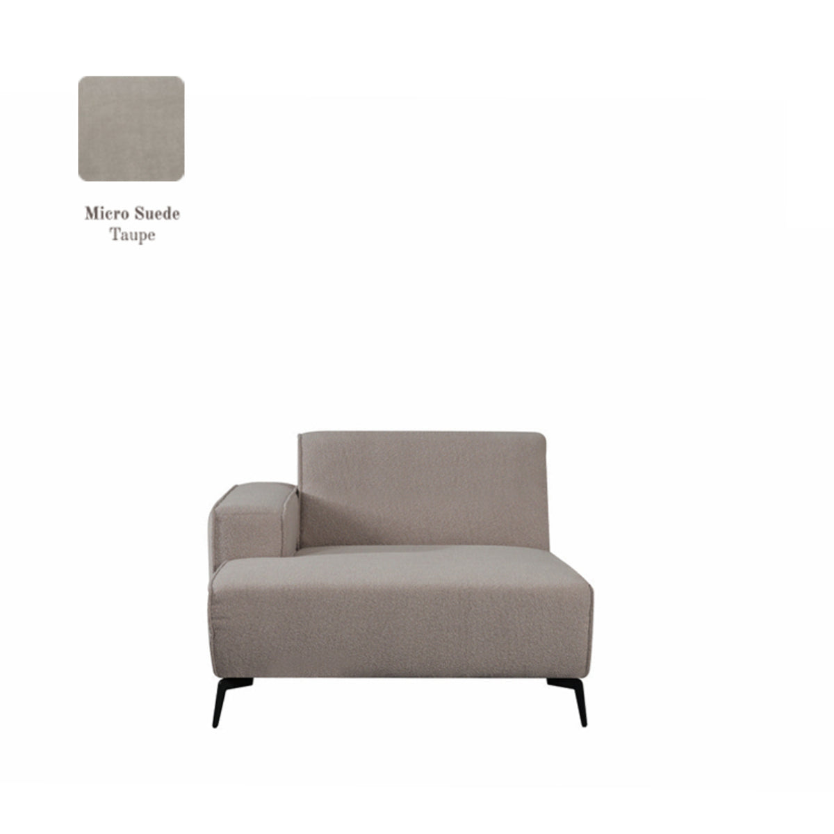 LABEL51 Bank Nero - Taupe - Micro Suede - Longchair Arm