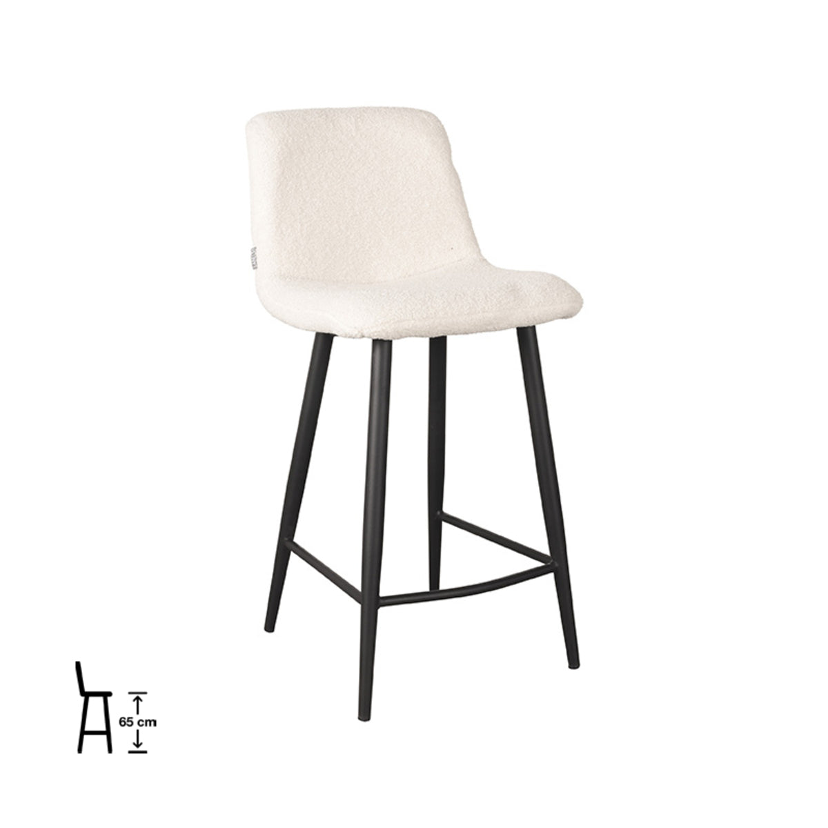 LABEL51 Bar stool Jep - Ivory - Teddy - Seat height 65 | 2 pieces