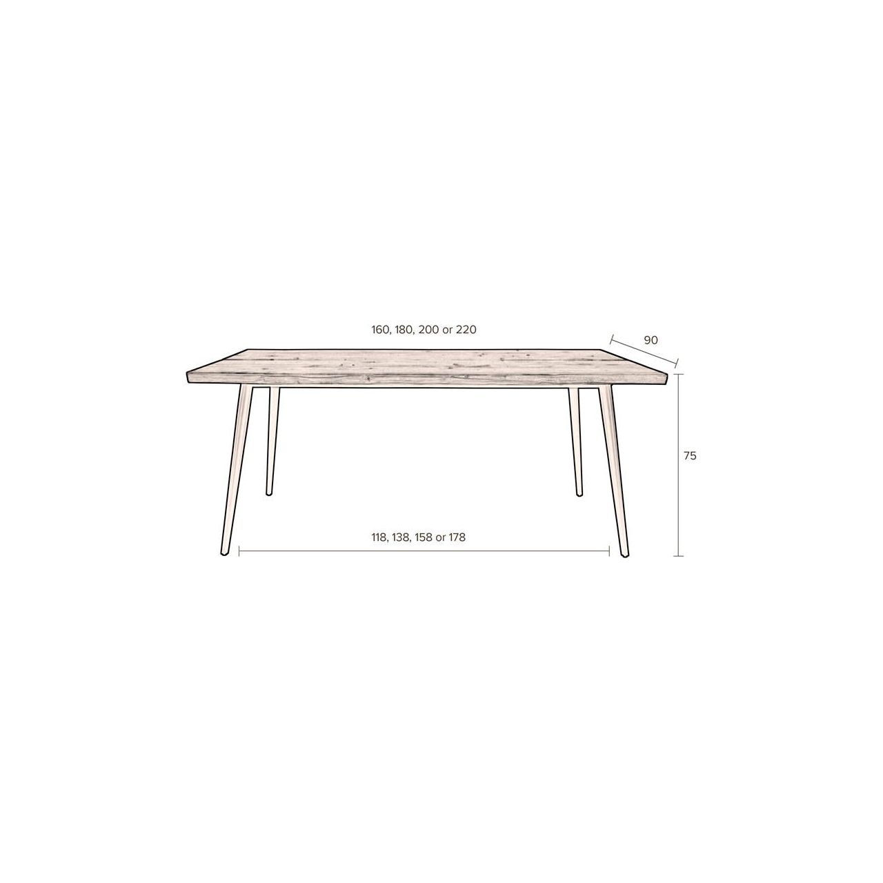 Table alagon 180x90