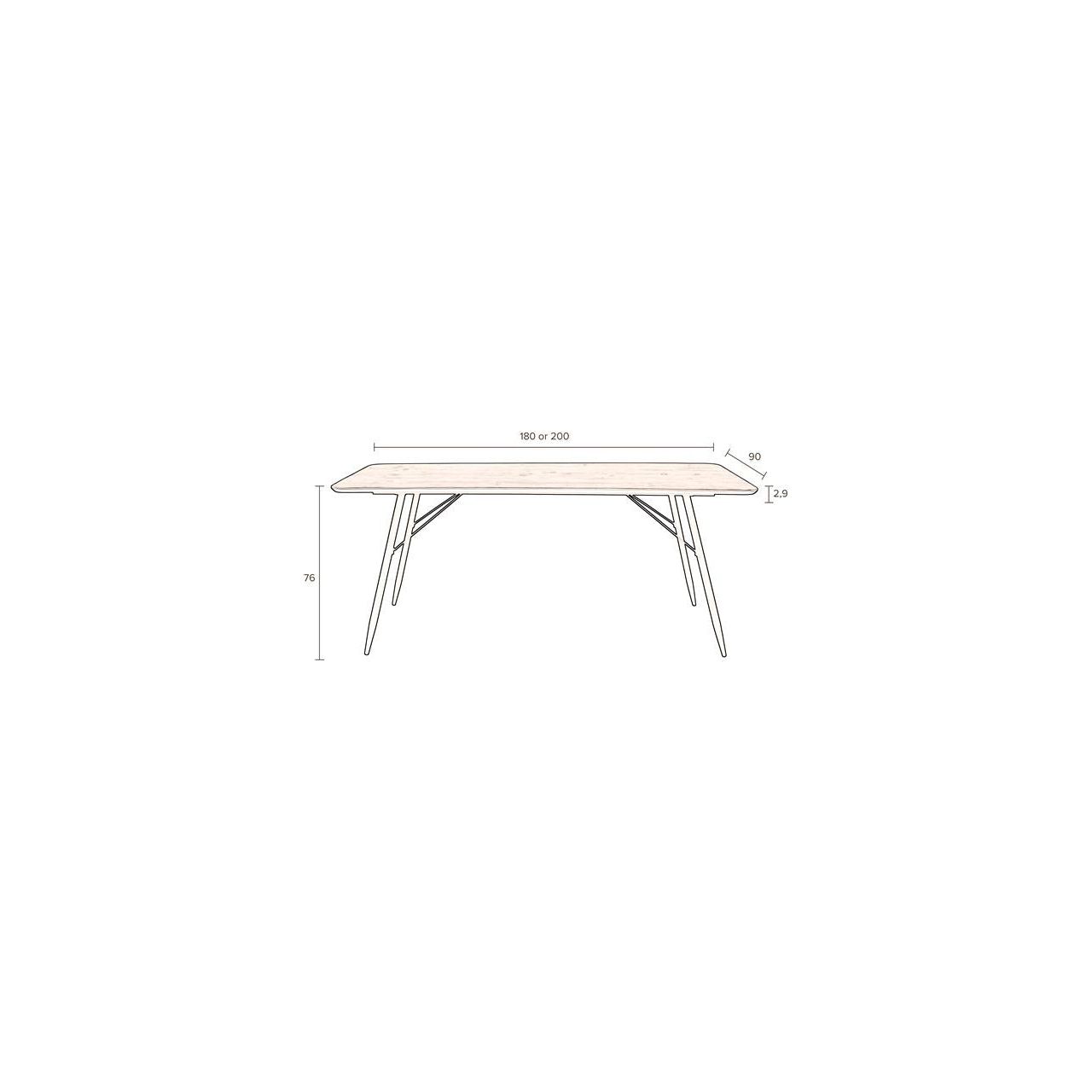 Table roger 200x90 black