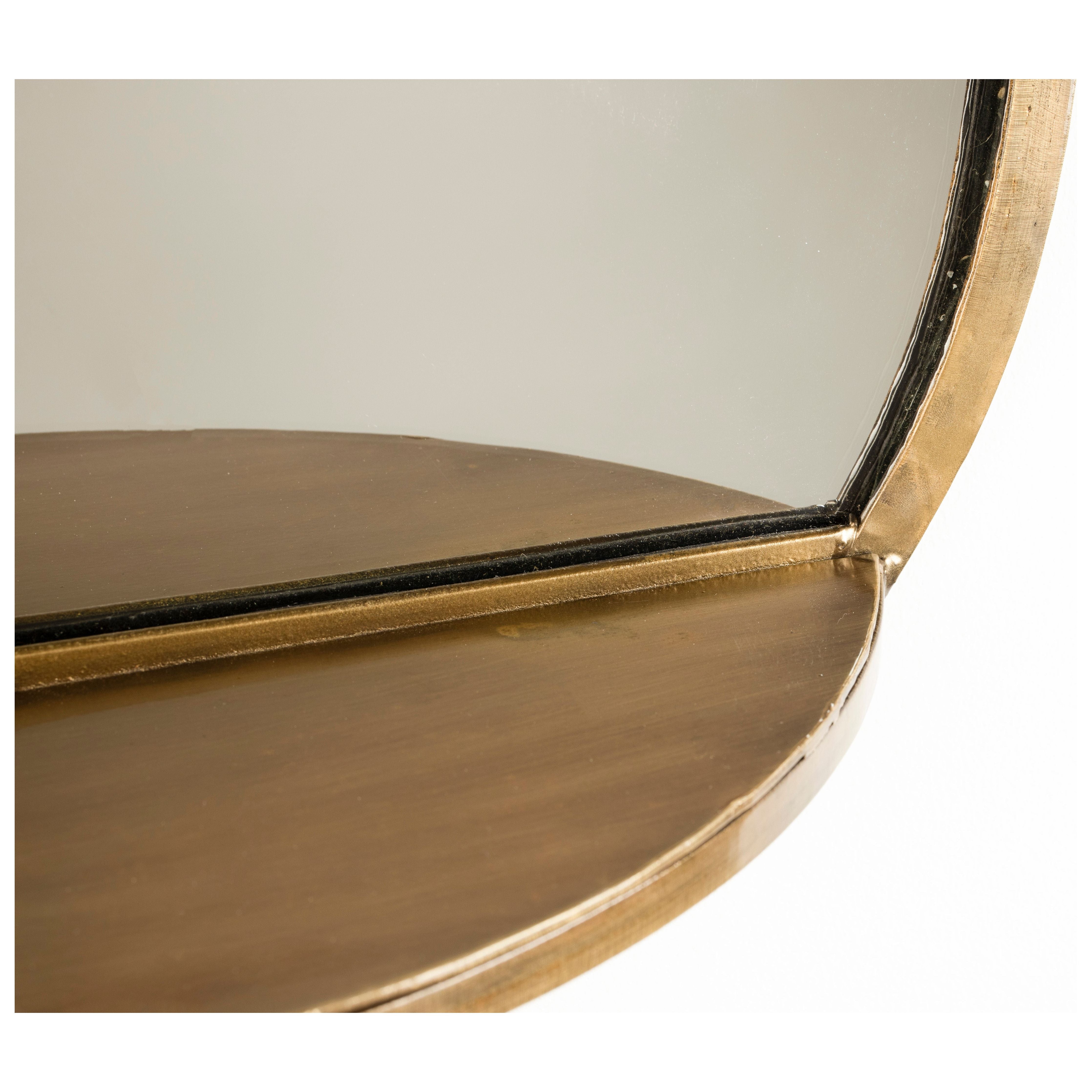 Mirror shelf feyza round brass