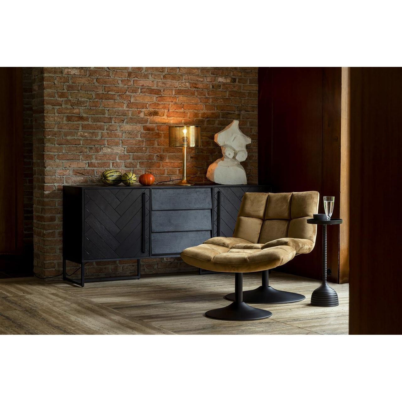 Fauteuil bar velvet golden brown