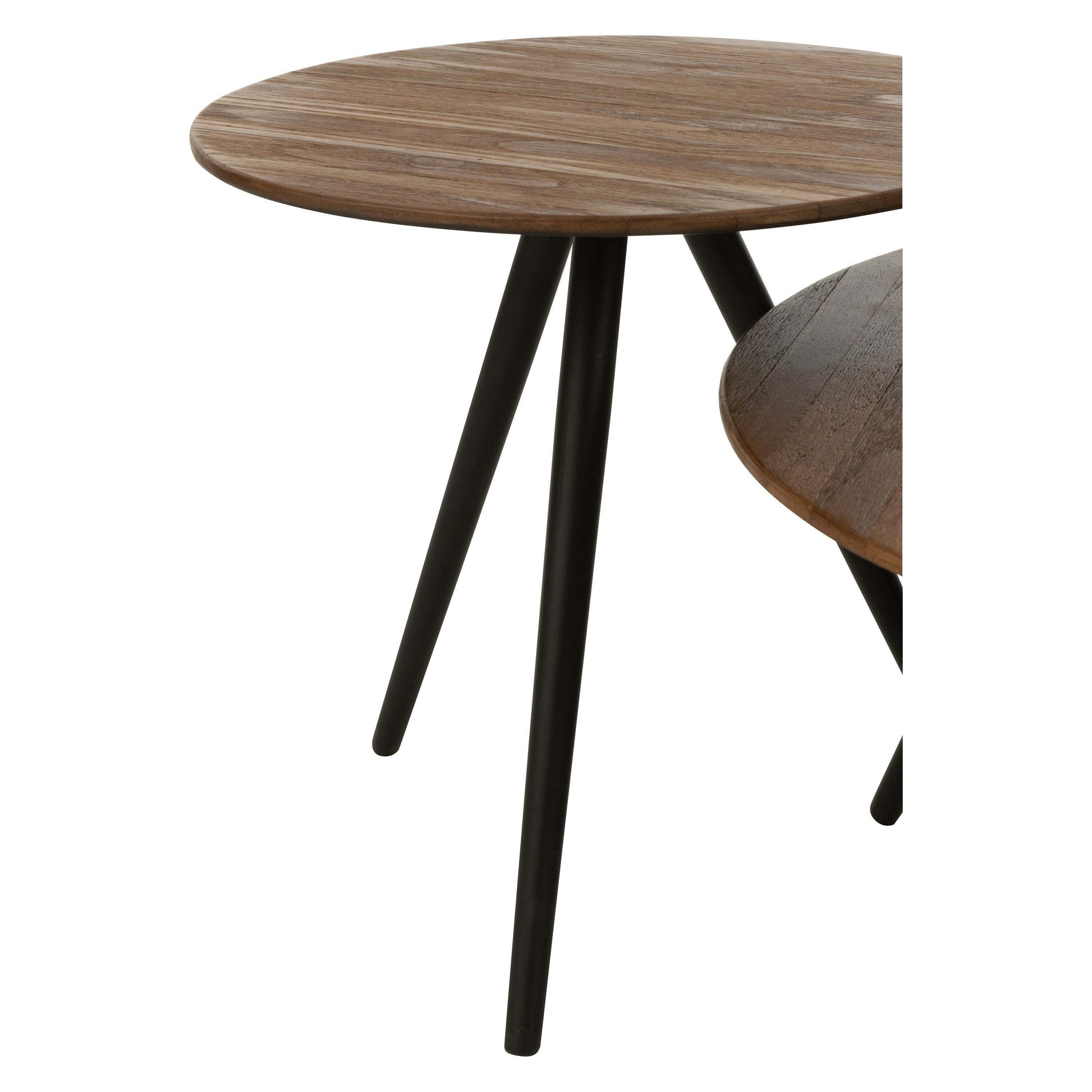 Set Of 4 Tables Round Recycled Teak Natural