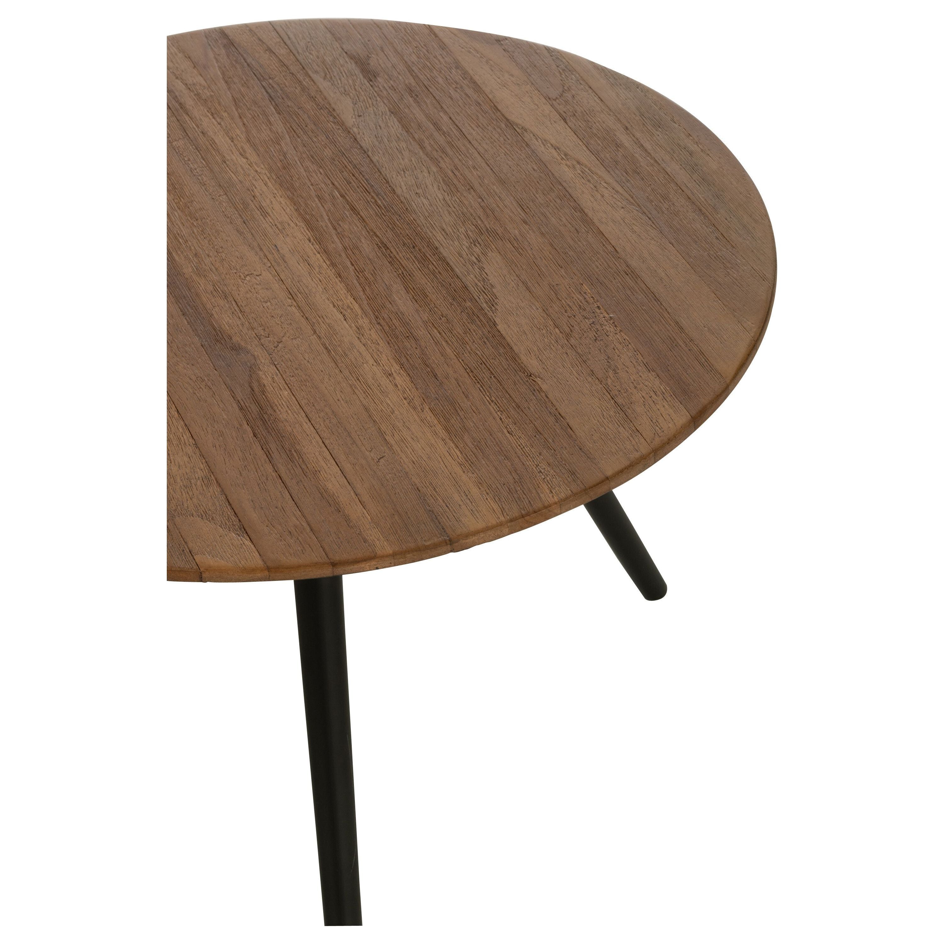 Set Of 4 Tables Round Recycled Teak Natural