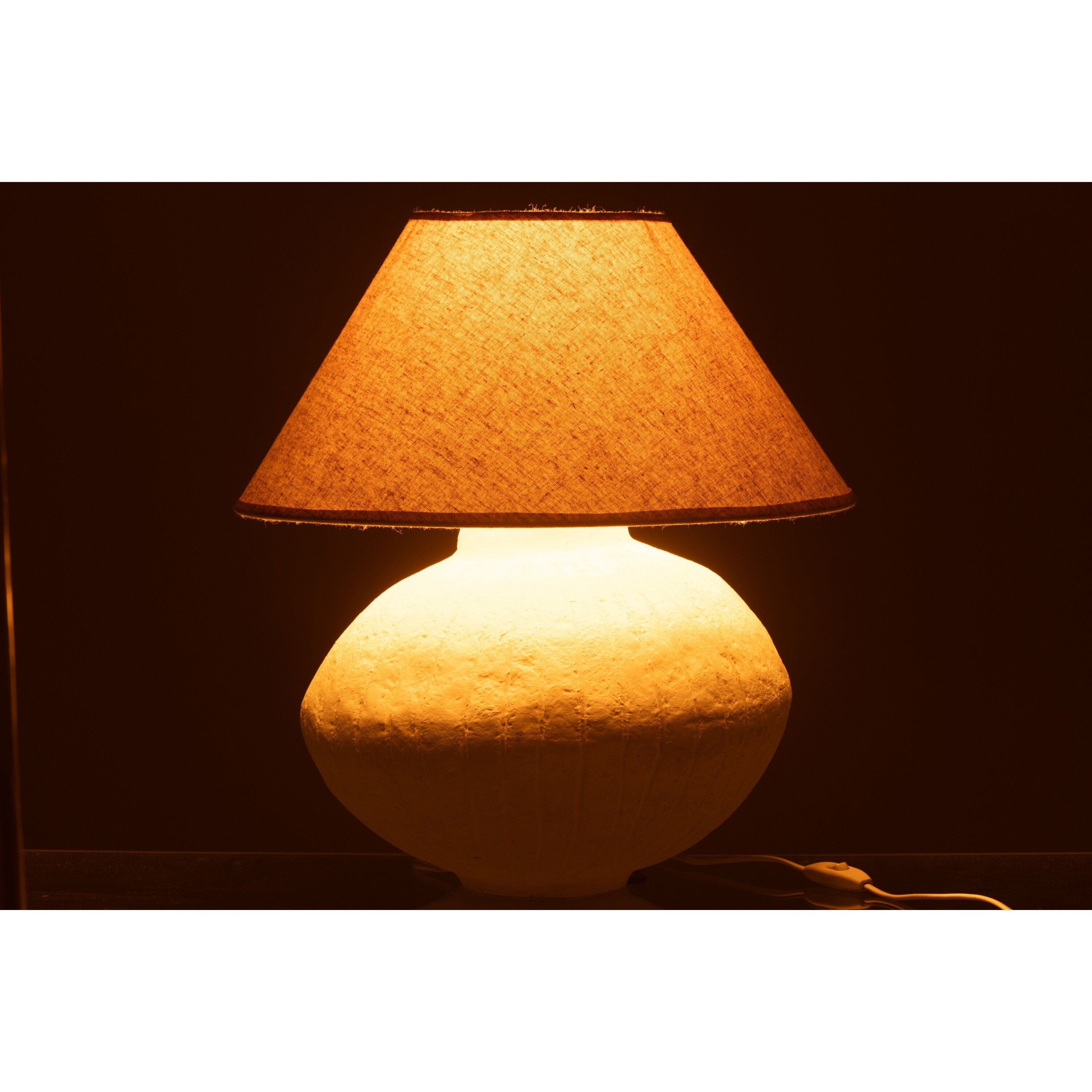 Lamp Pot + Kap Papier Mache Wit