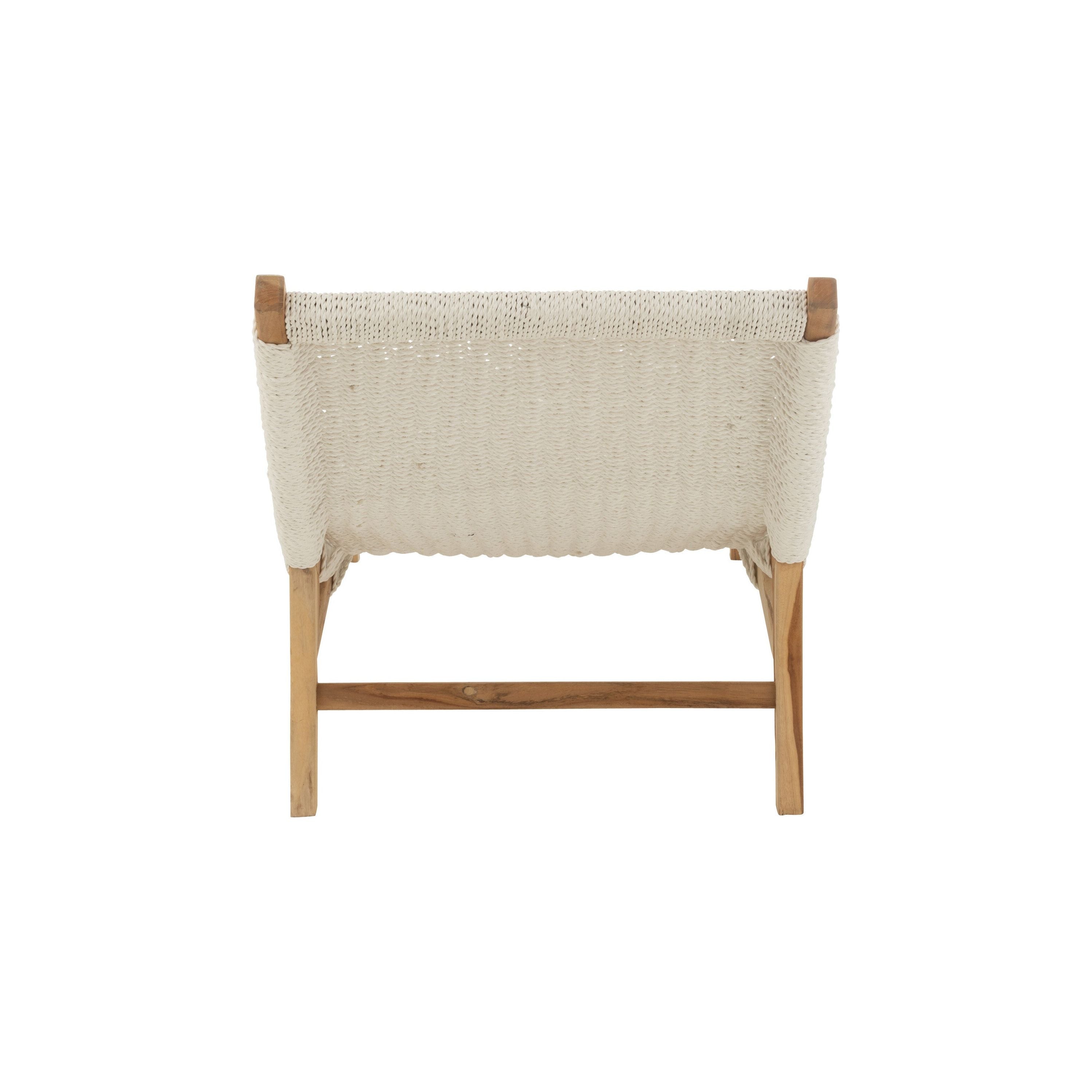 Lounger + cushion Woven Plastic/teak White