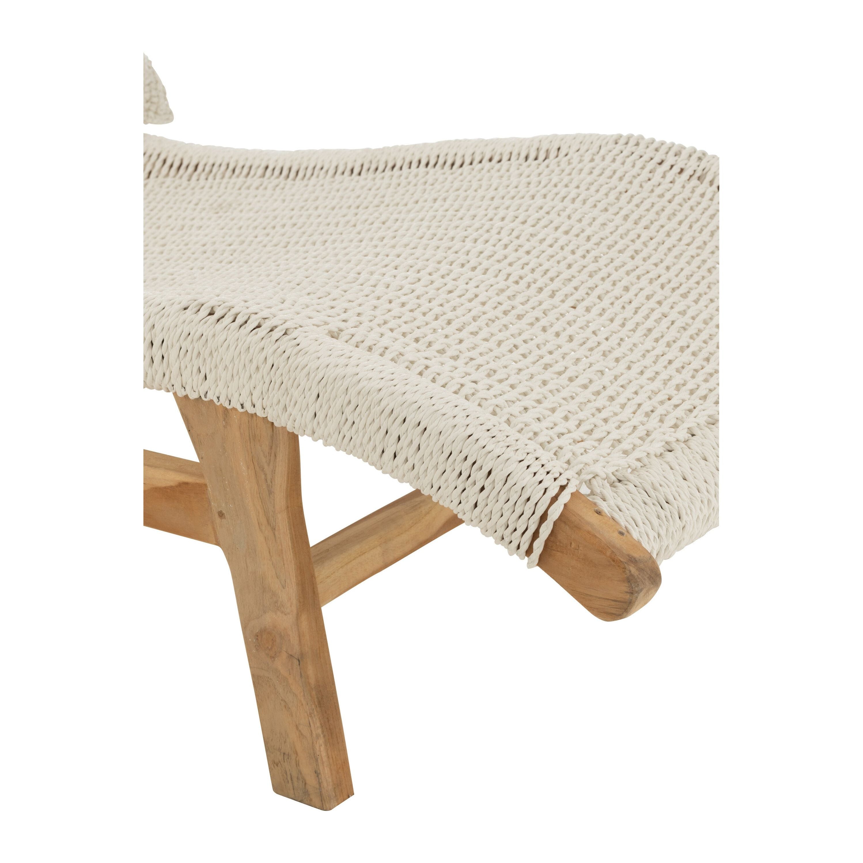 Lounger + cushion Woven Plastic/teak White