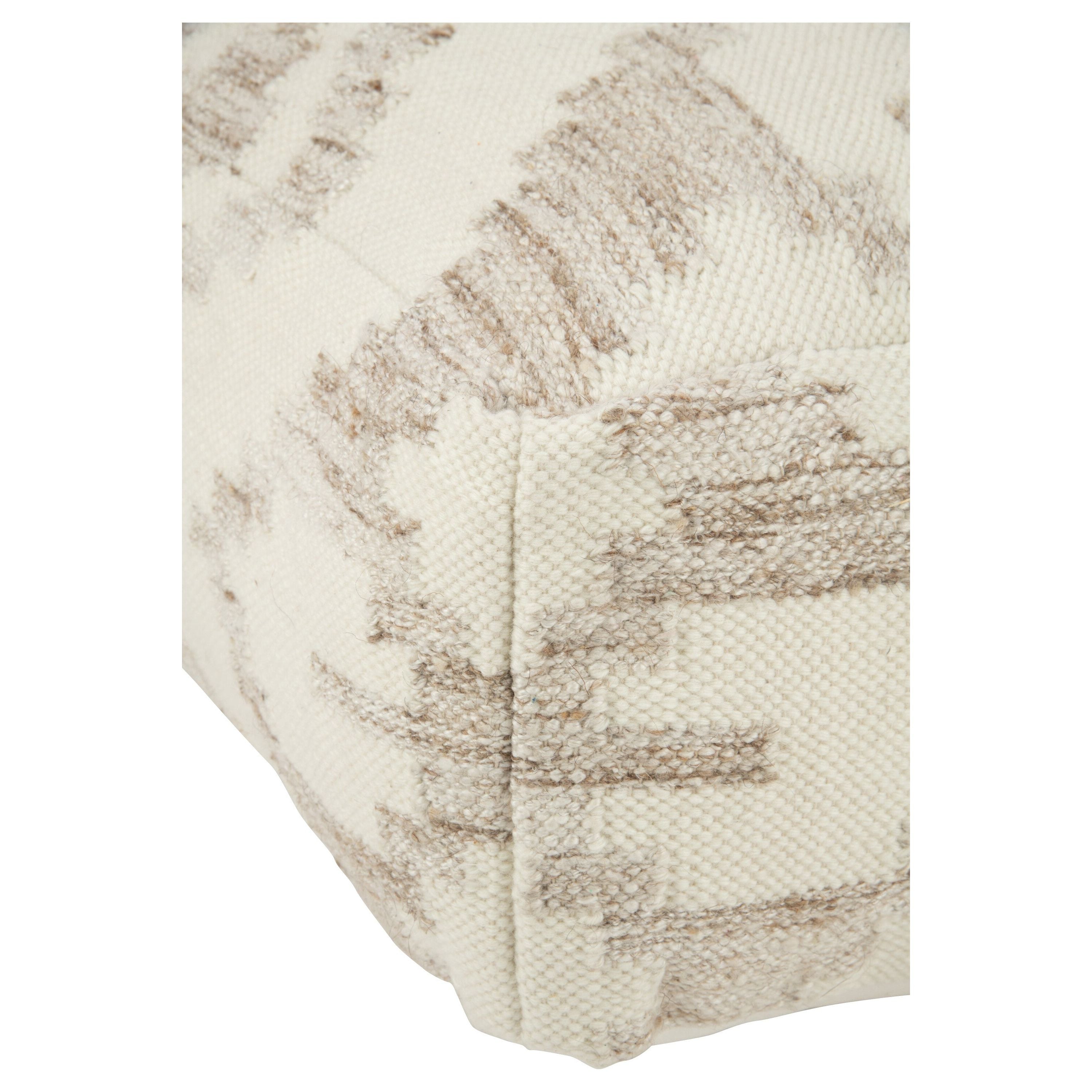 Pouf Square Ethnic Patterns Wool/cotton Cream/beige
