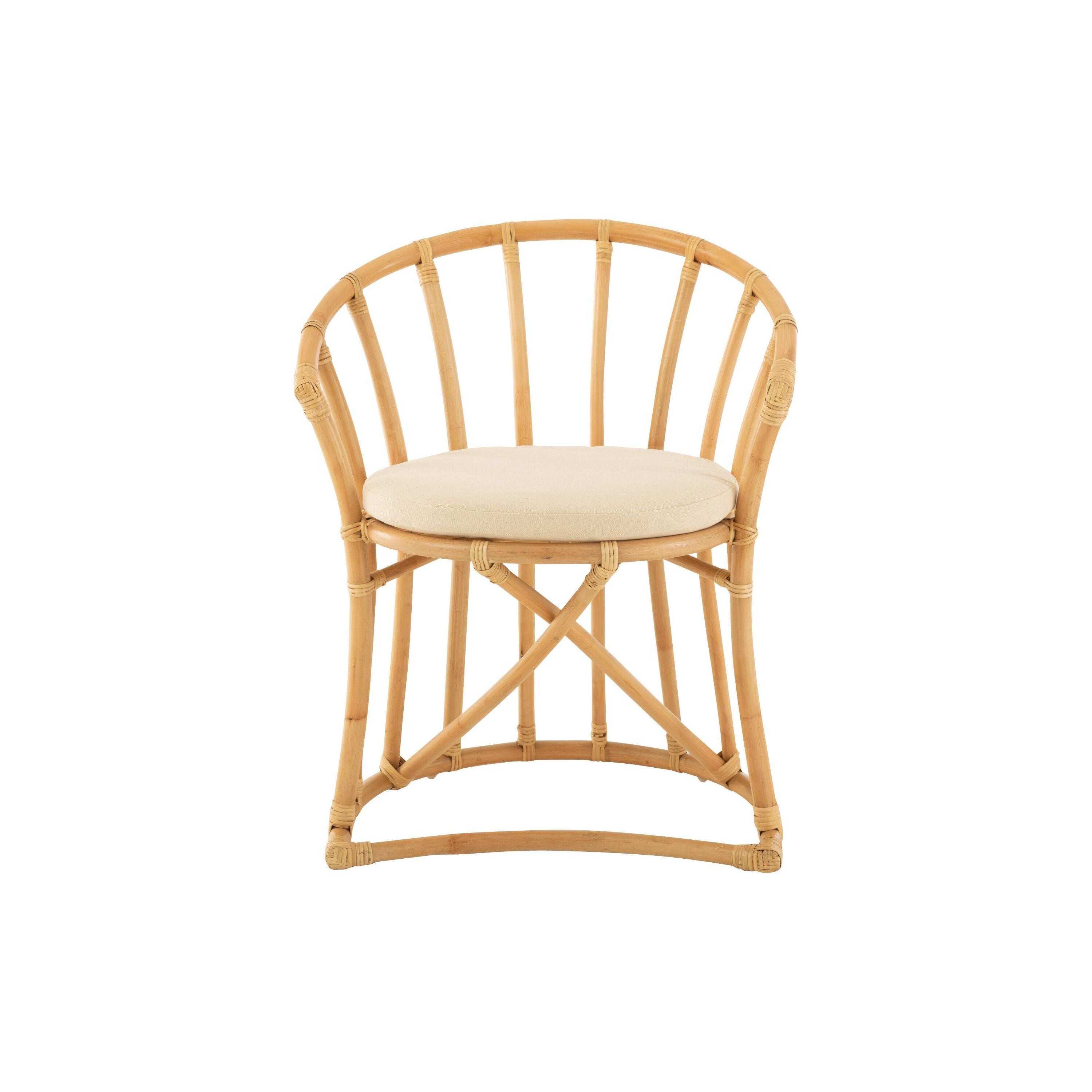 Chair+cushion Rattan/textile Natural/white