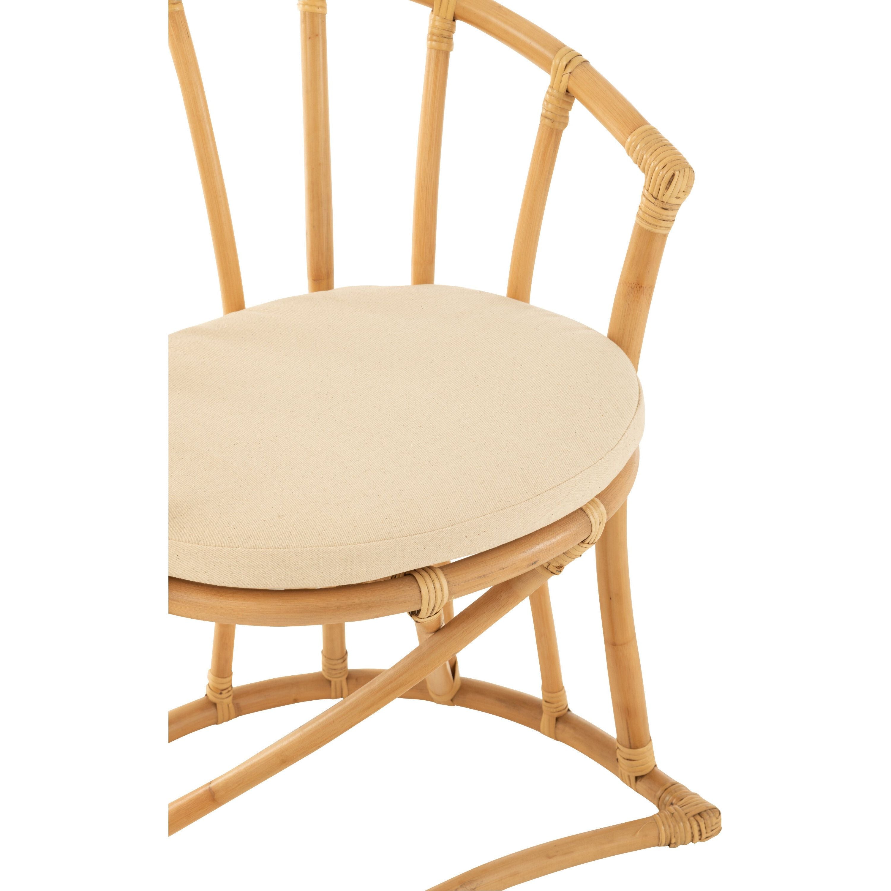 Chair+cushion Rattan/textile Natural/white
