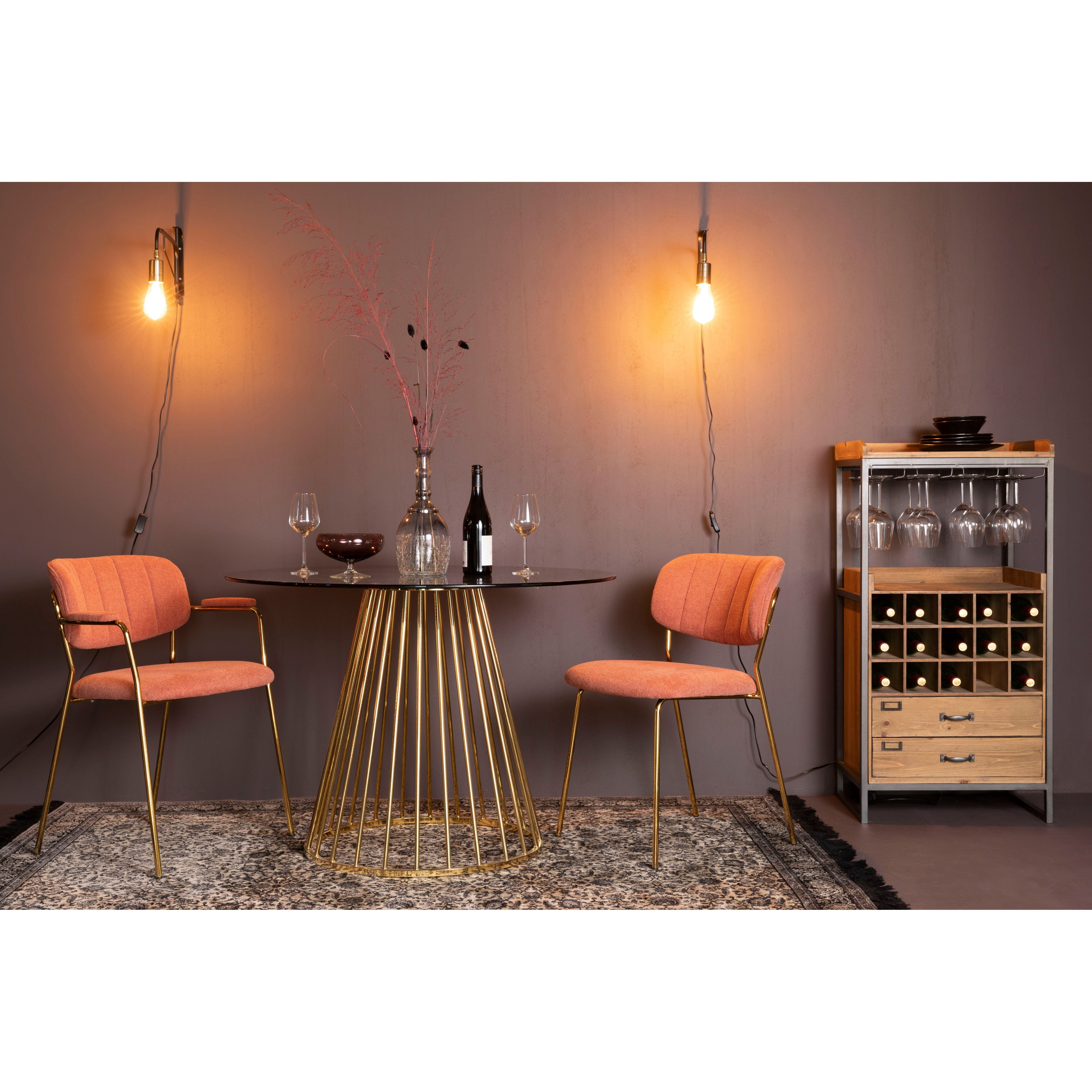 Chair jolien gold/pink | 2 pieces