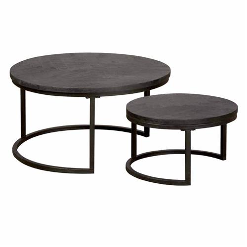Viola Coffee Tables - set of 2 | Wood | Black | Ø 70 x 40 (h)