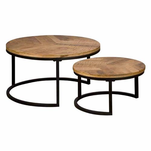 Viola Coffee Tables - set of 2 | Wood | Brown | Ø 70 x 40 (h)