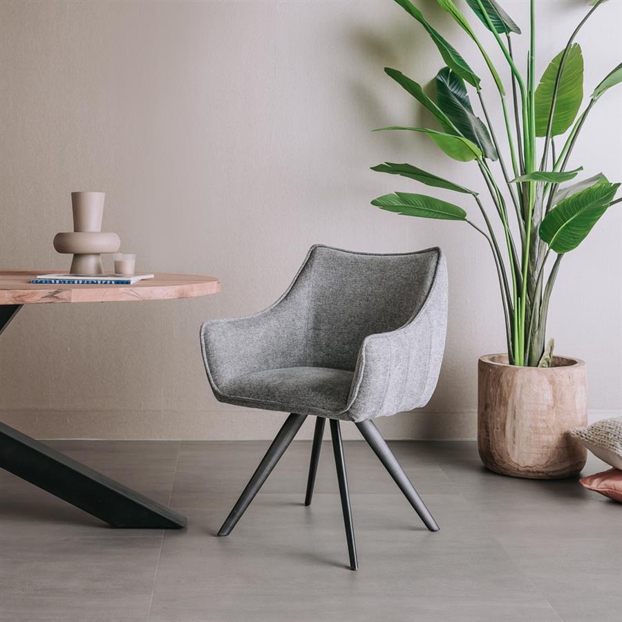 Riviera Armstoel - fabric Brego 09 middle grey (draaibaar)