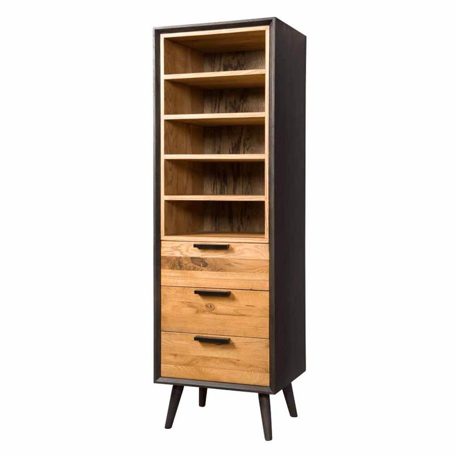 Bresso Bookcase with 3 drawers and 5 open compartments | Oak