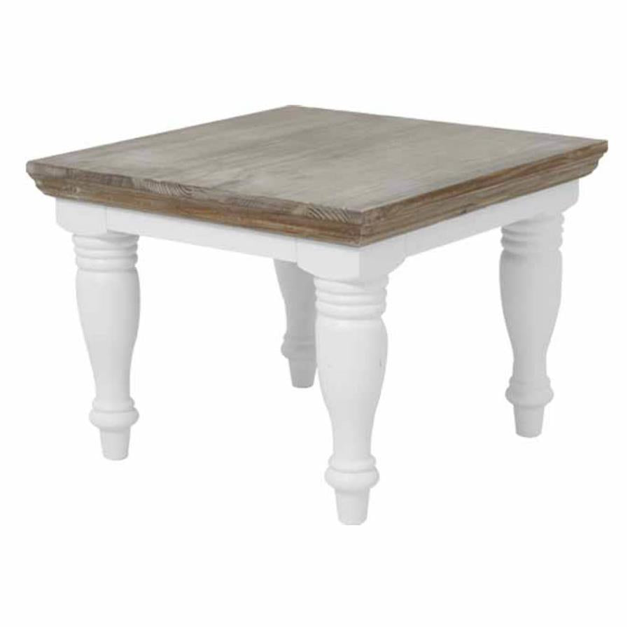 Fleur Side Table | Pine wood | White | 60 x 60 x 45 (h) cm