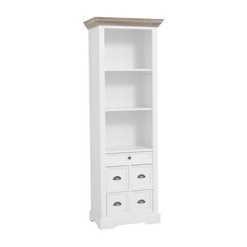 Fleur Bookcase | Pine wood | White | 66 x 45 x 191 (h) cm