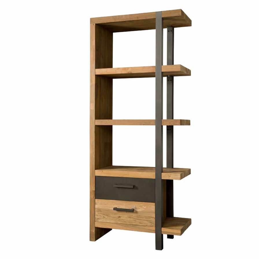 Lucca Bookcase with 2 drawers | Teak wood (recycled) | Brown