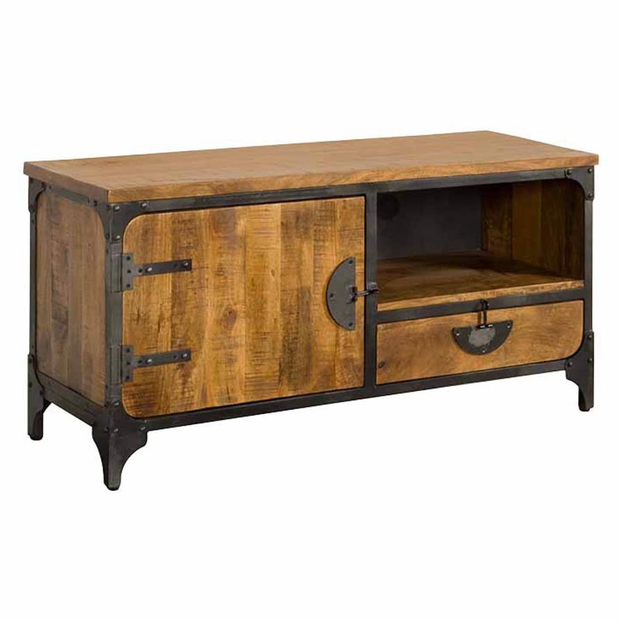 Basto TV cabinet with 1 drawer and 1 door | Mango wood | Black