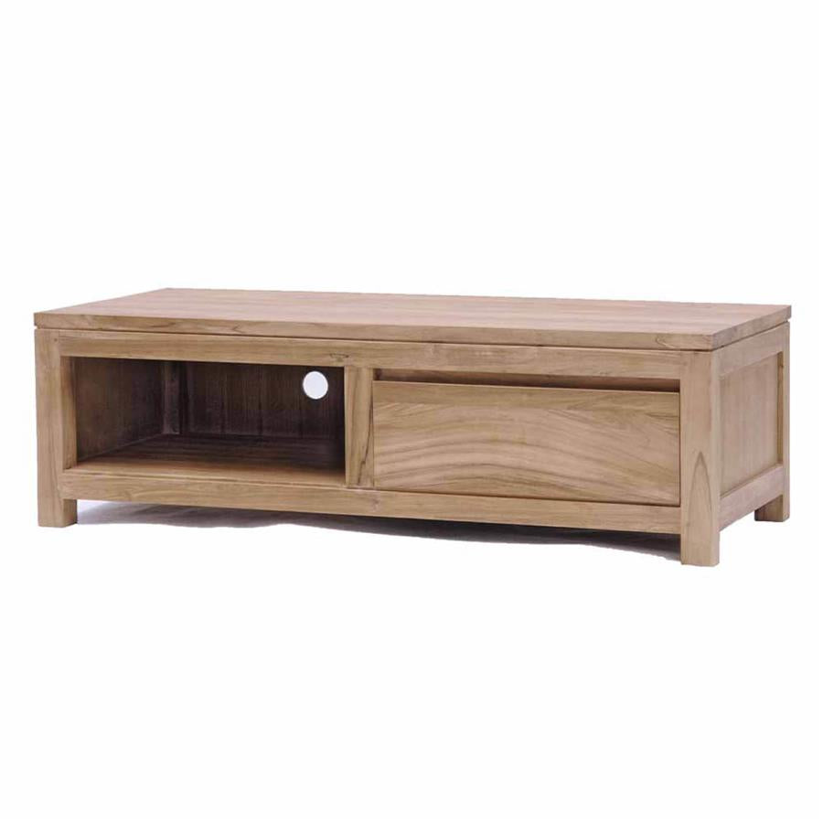 Corona TV cabinet with 1 drawer | Teak wood | Brown