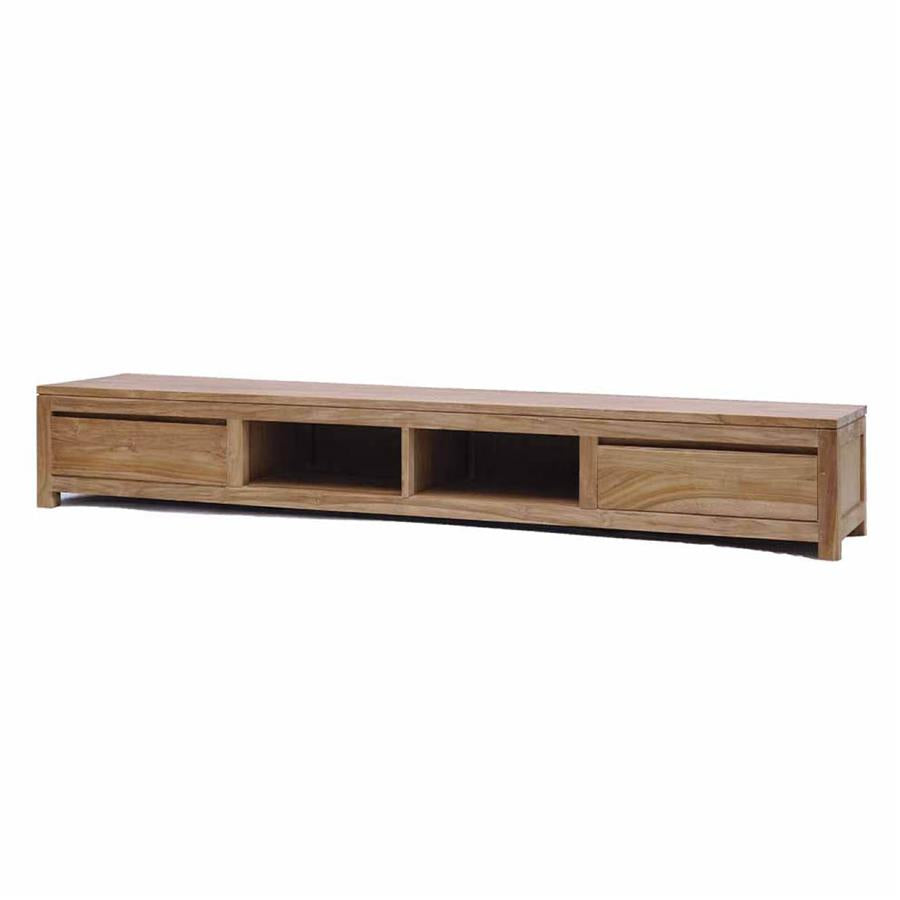 Corona TV cabinet with 2 drawers | Teak wood | Brown