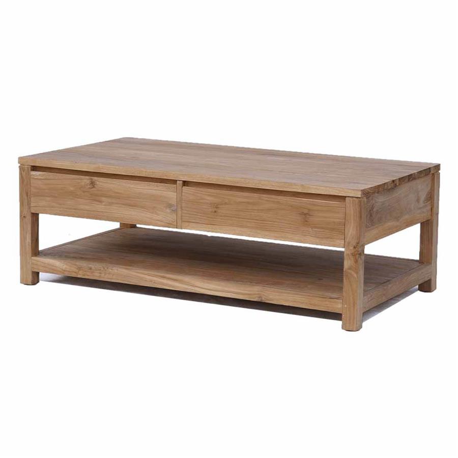 Corona Coffee table with 4 drawers | Teak wood | Brown