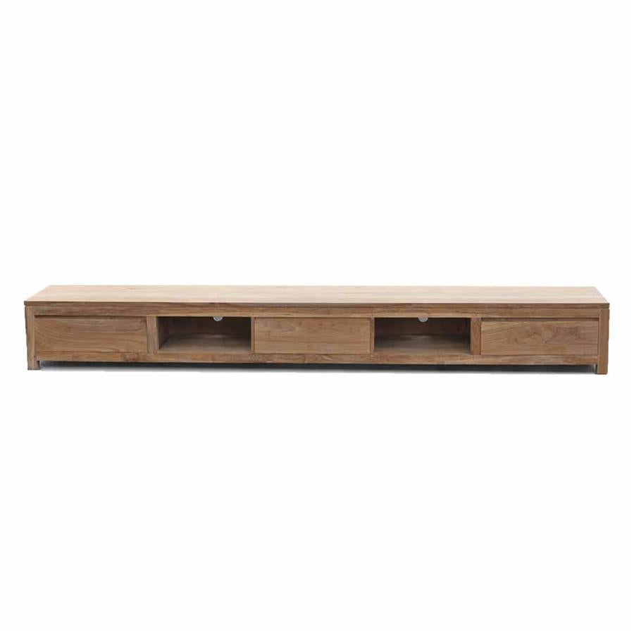 Corona TV cabinet with 3 drawers | Teak wood | Brown