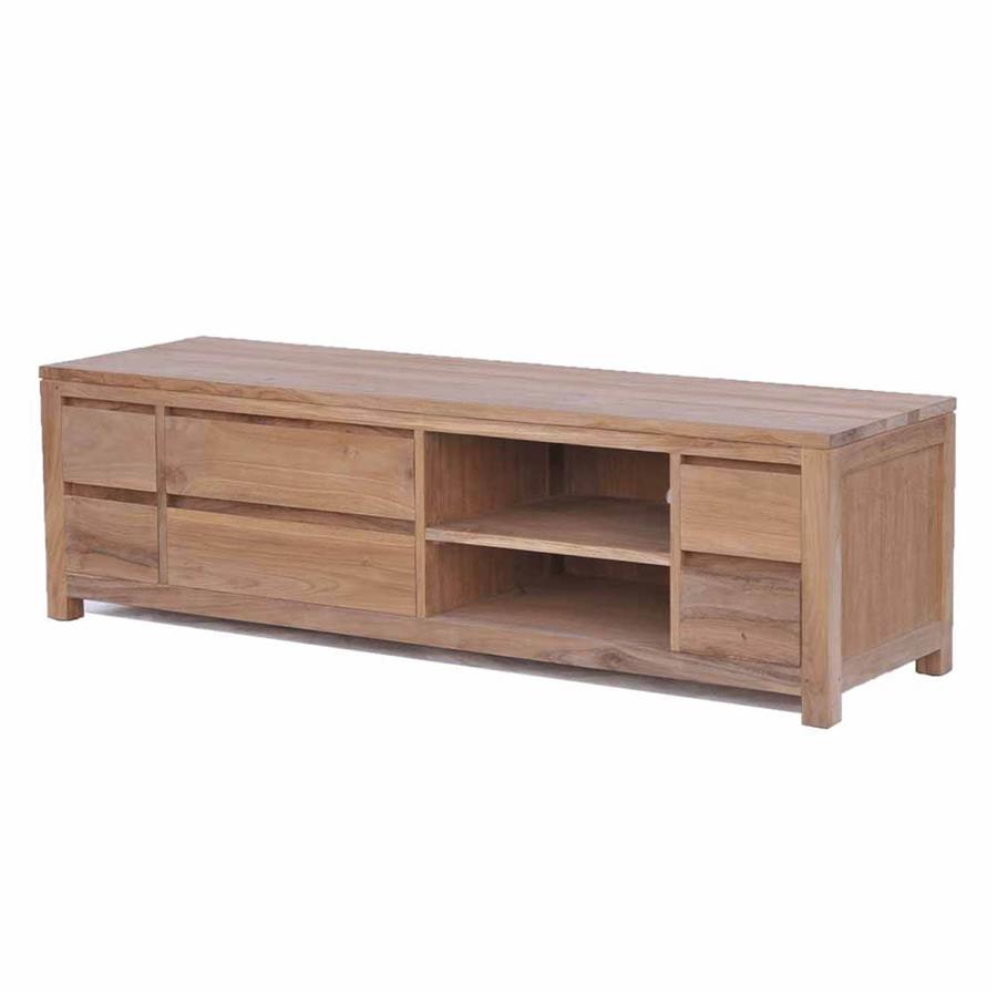 Corona TV cabinet with 6 drawers | Teak wood | Brown