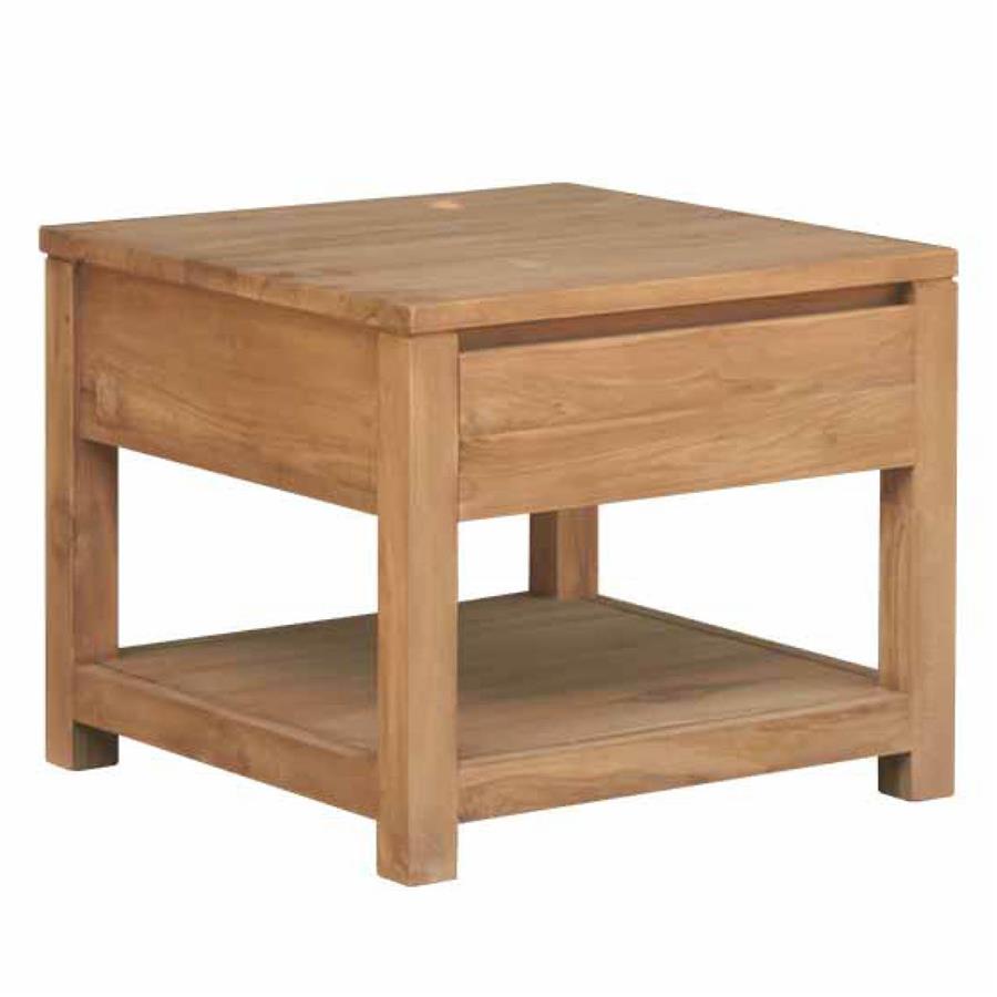 Corona Side table with 1 drawer | Teak wood | Brown