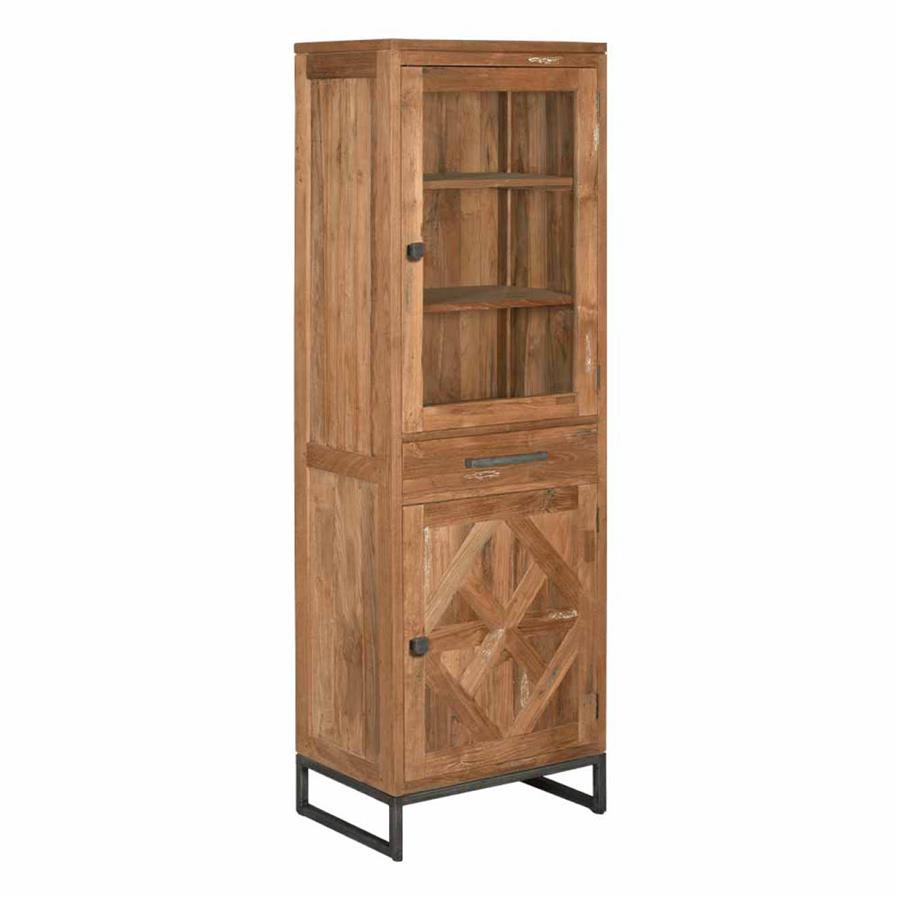 Mascio Display cabinet with 1 drawer and 2 doors | Teak