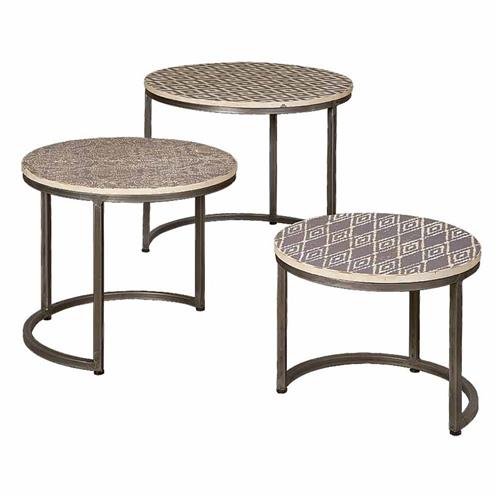 KM collection Coffee tables - set of 3 | Wood | Multicolored