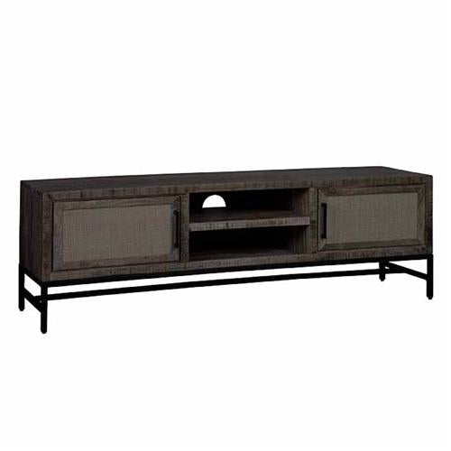 Carini TV cabinet with 2 doors | Wood | Black | 160x40x