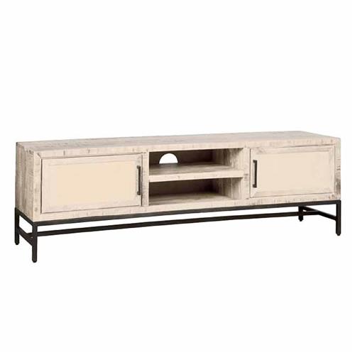 Carini TV cabinet with 2 doors | Wood | White | 160x40x50