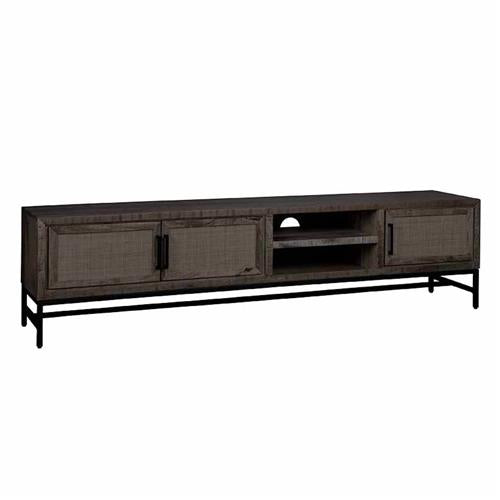 Carini TV cabinet with 3 doors | Wood | Black | 200x40x