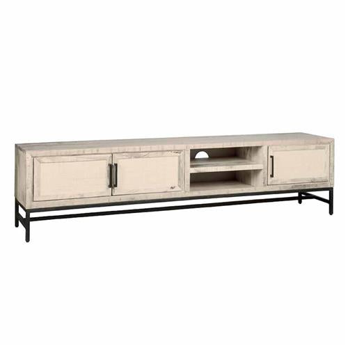 Carini TV cabinet with 3 doors | Wood | White | 200x40x50