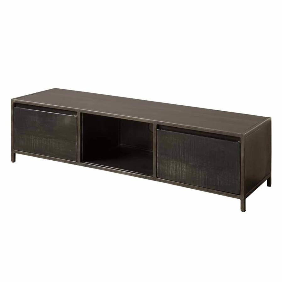 Paterno TV cabinet with 2 drawers | Mango wood | Black