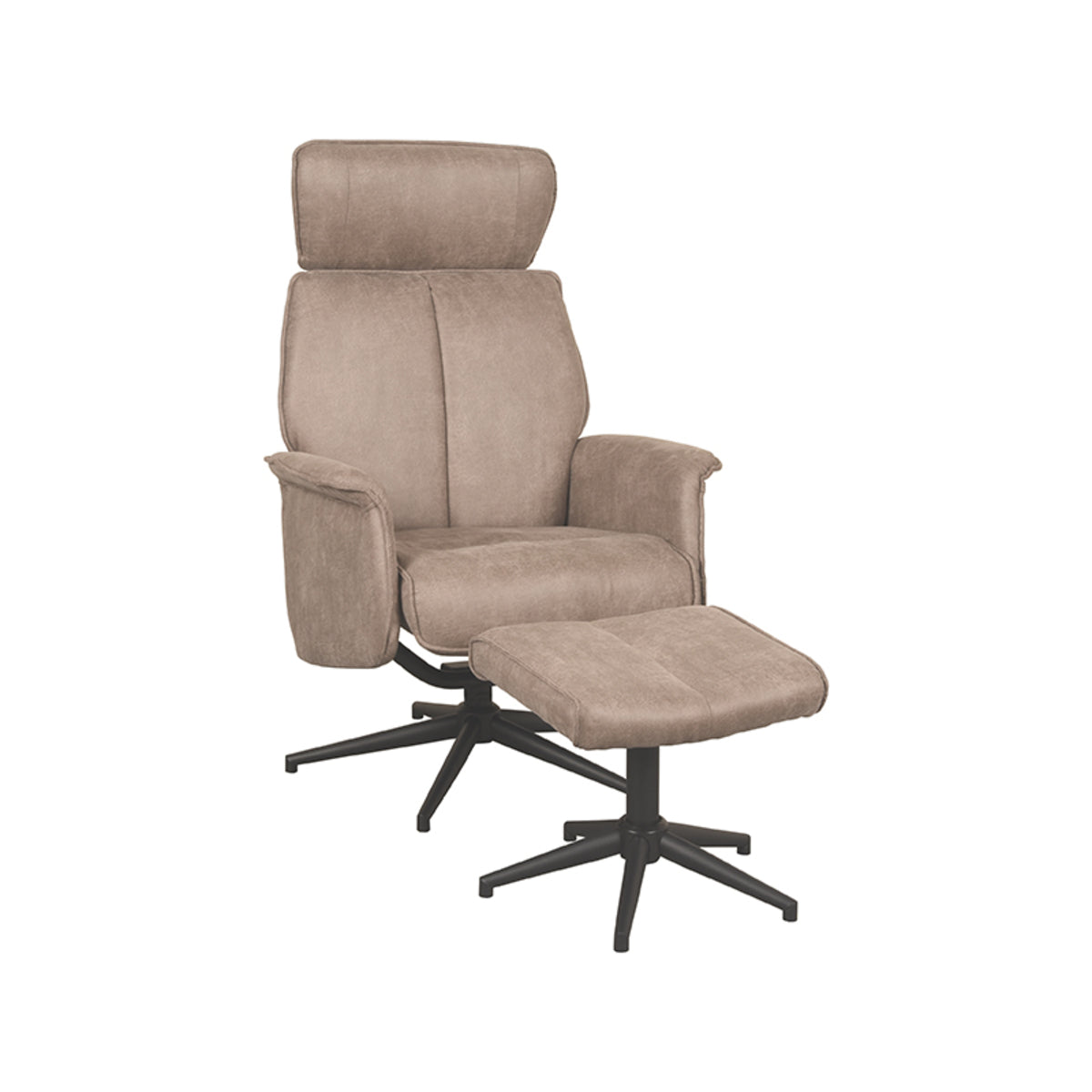 LABEL51 Fauteuil Verdal - Taupe - Micro Suede - Incl. Hocker