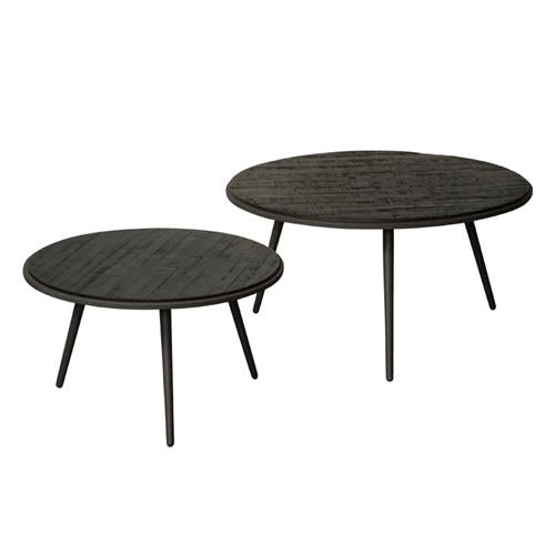 Rolo Side tables - set of 2 | Recycled Teak | Black | 75