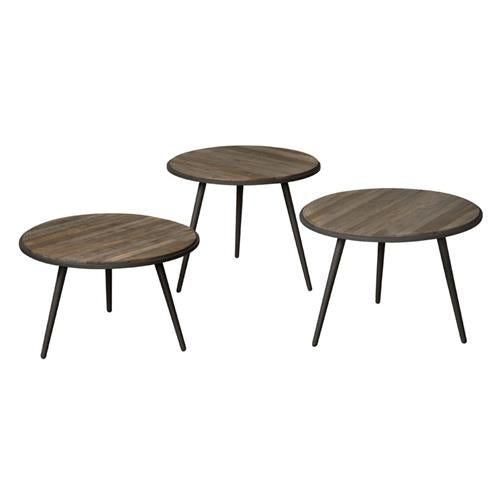Turi Side tables - set of 3 | Recycled Teak | Brown | O