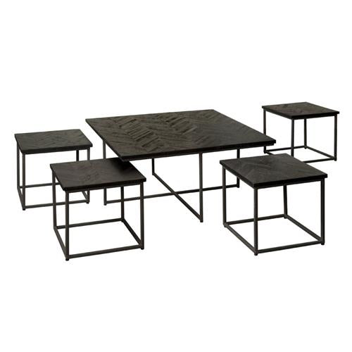 Via Coffee tables - set of 5 | Recycled Teak | Black | 90x